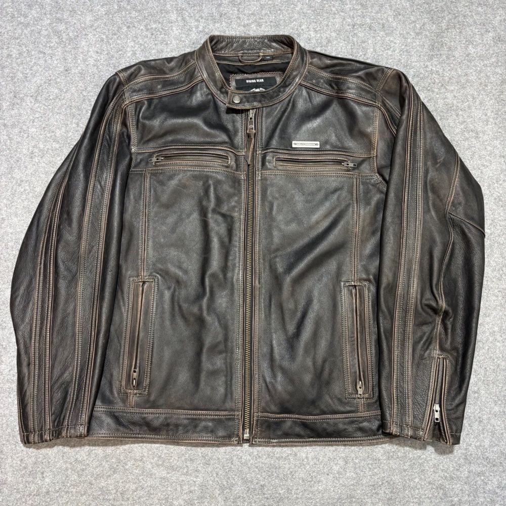 Harley-Davidson Riding Gear Brown Leather Motorcycle Jacket 3XL Distressed Racer